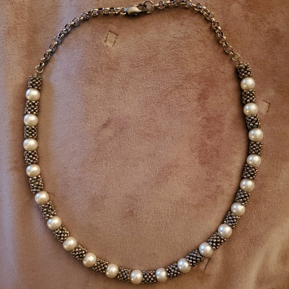 Pearl and Silver Bead Necklace